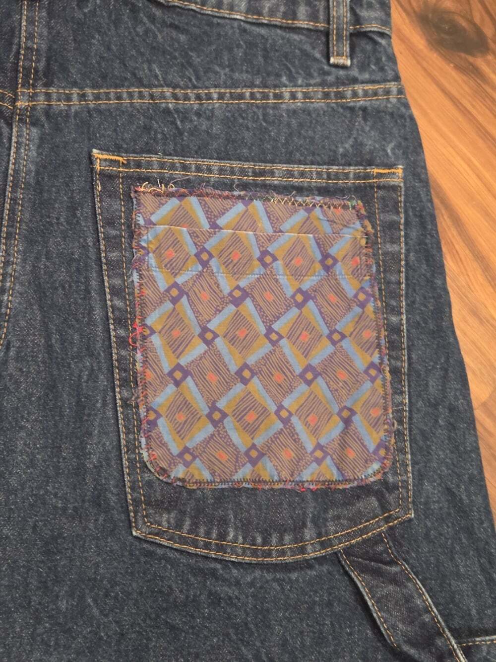 BDG Urban Outfitters Patchwork Denim Maxi Carpenter Skirt Size Large - Picture 5 of 15